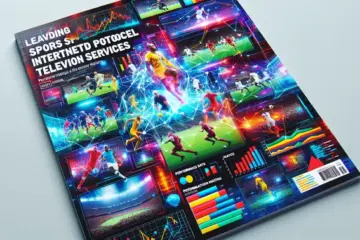 alt_text: A vibrant magazine cover comparing top sports IPTV services, featuring dynamic game footage on screens with ratings and charts.