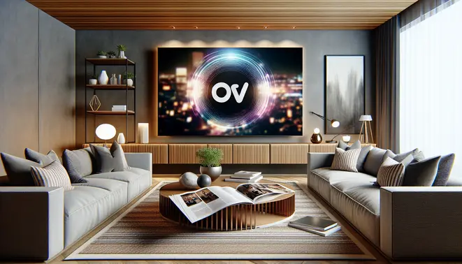 alt_text: A magazine cover featuring a modern living room with a TV displaying the Flix IPTV app, symbolizing streaming variety and control.