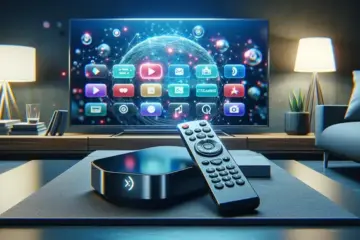 alt_text: A guide showing a Firestick and remote, with the IPTV Smarters app displayed on a modern TV screen for easy setup.