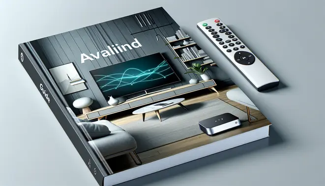 alt_text: A guidebook cover showing the Nvidia Shield streaming device next to a TV, with its remote, in a modern living room.