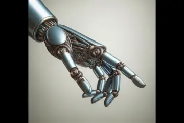 alt_text: A friendly robot hand points to a blank space, inviting you to provide a topic for a cover image.