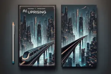 A text prompt requesting a topic for an AI-generated book cover image.