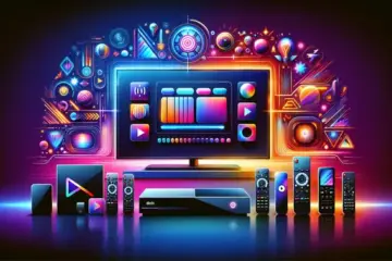 alt_text: A modern guide cover comparing popular streaming boxes in front of a vibrant TV interface.