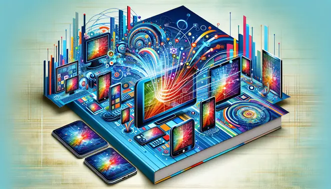 Alt text: A tech-focused guide cover showing devices streaming vibrant IPTV apps with abstract data graphics.