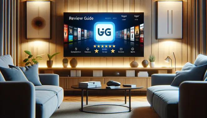 alt_text: A modern living room with a smart TV showing the Xciptv app interface, conveying a reliable and thorough review guide.